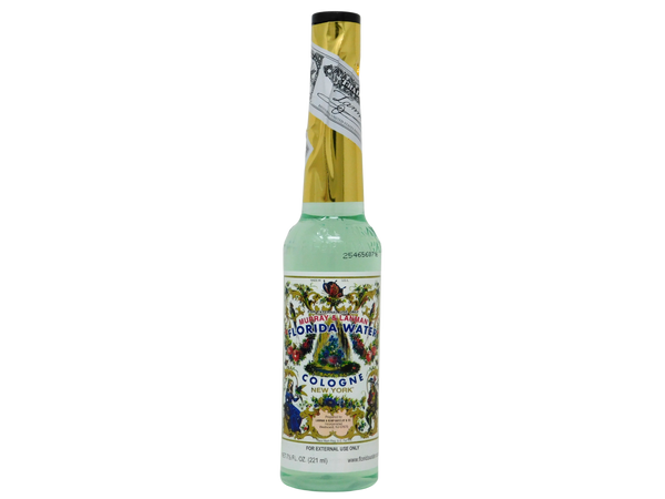 Bottle of Florida Water cologne on a white background