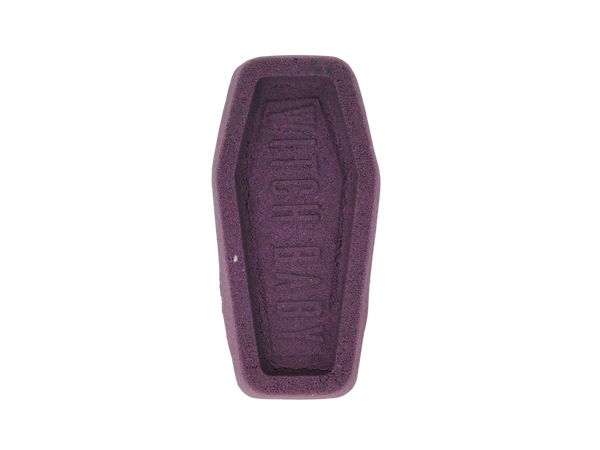 deep plum colored coffin bath bomb