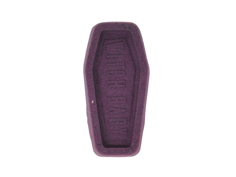 deep plum colored coffin bath bomb